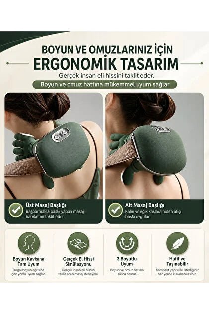 Akıllı Isıtmalı Masaj Aleti – Boyun, Omuz ve Sırt İçin Kablosuz Rahatlama Teknolojisi