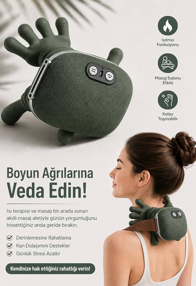 Akıllı Isıtmalı Masaj Aleti – Boyun, Omuz ve Sırt İçin Kablosuz Rahatlama Teknolojisi