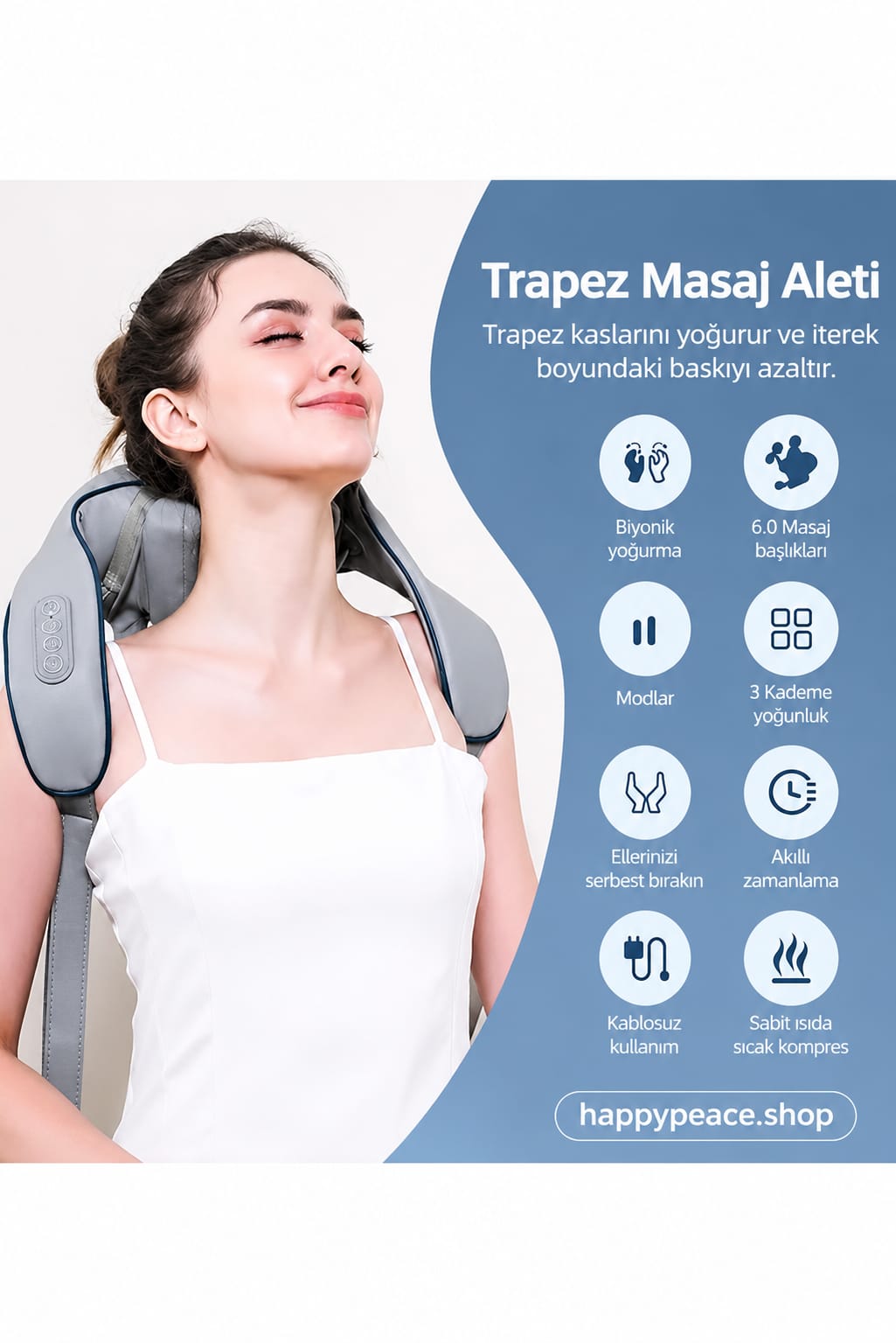 Şarjlı Isıtmalı Masaj Aleti – İnsan Eli Yoğurma Hissi Sunan Akıllı Masaj Cihazı